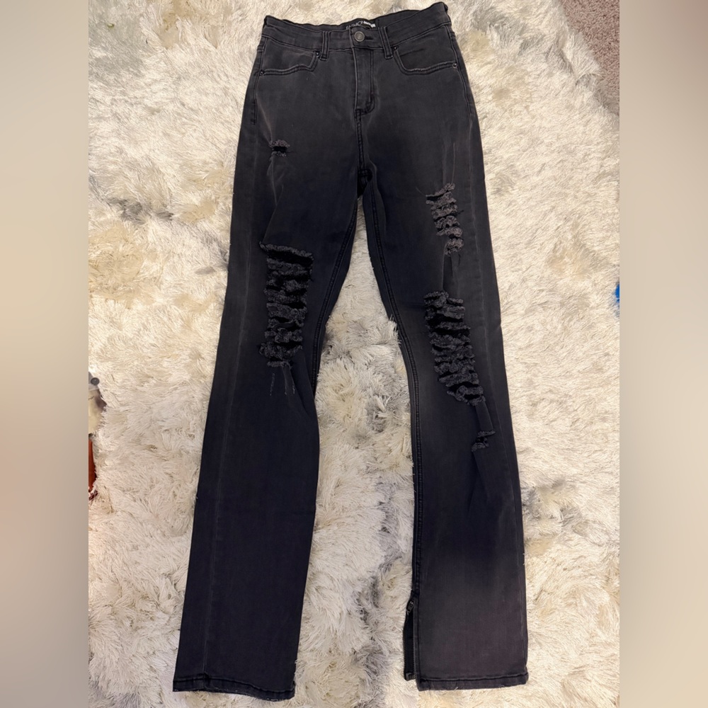 Fashion Nova Distressed Black Skinny Jeans